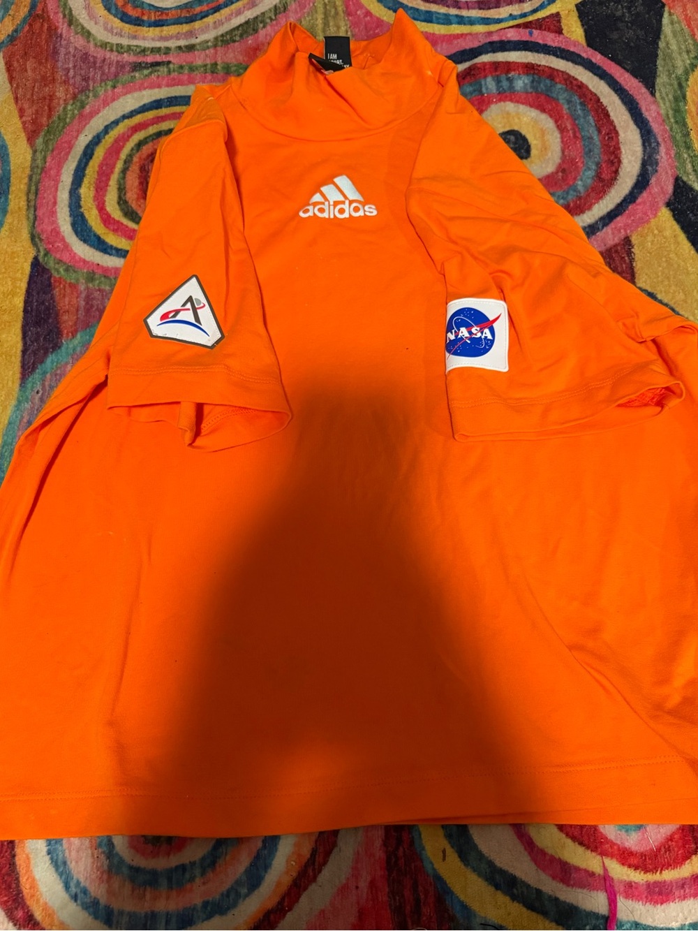 adidas Orange Short-Sleeve NASA Patch Graphic Tee